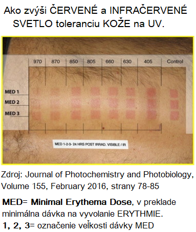 Studie minimální erytémové dávky a vlivu červeného světla na toleranci pokožky vůči UV záření